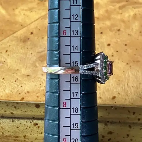 Natural Ember Garnet Chrome Diopside Sterling Silver Ring Size 7 Purple