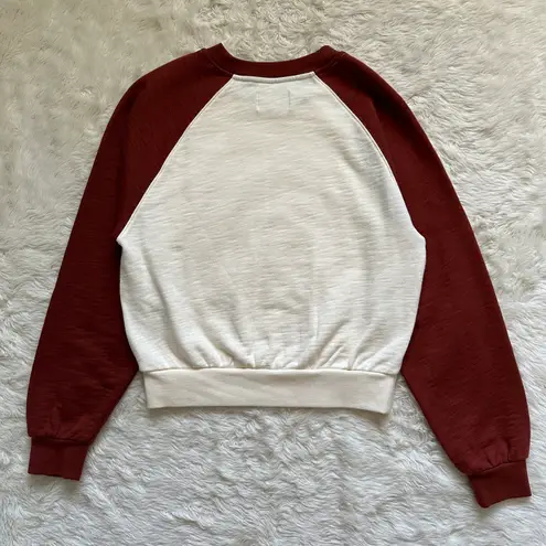 Madewell Sweater MWL Colorblock Baseball Sweatshirt Cotton Dusty Redwood S