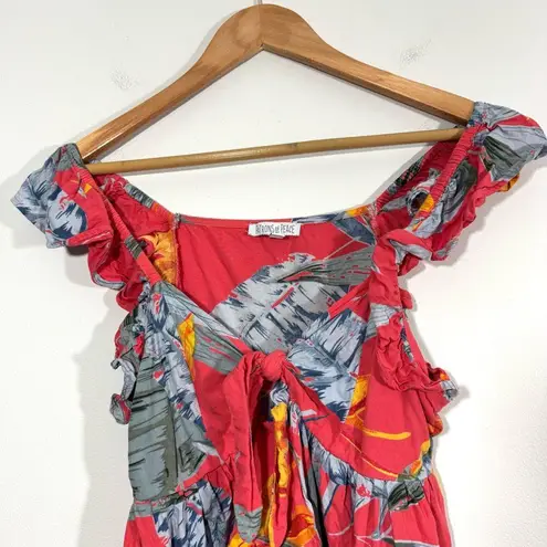 Patrons of Peace Tropical Print Ruffled Tank