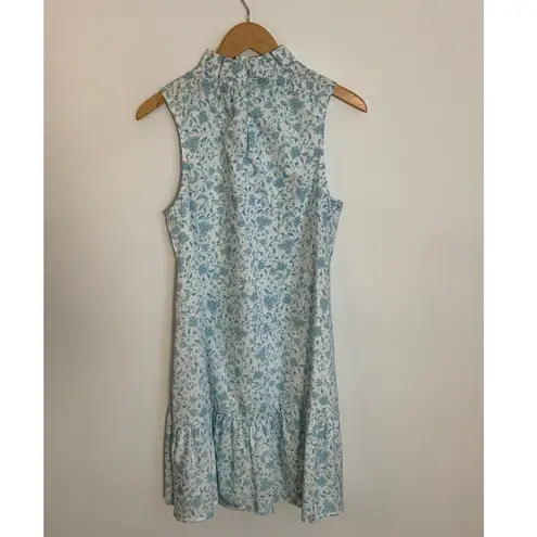 Tyler Boe Poppy Slvls Bottom Ruffle Toile Dress In Multi Blue