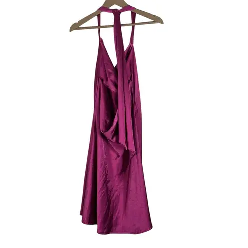 NWT Lena Mini Satin Slip Dress Womens L Purple Cowl Neck Halter Backless Size L