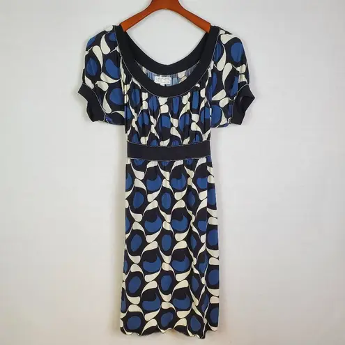 M.S.S.P Geometric Wrap Style Dress Short Sleeve M Blue Size M