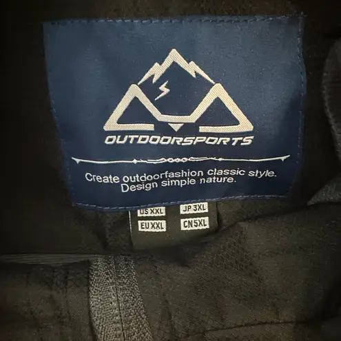 Women’s XXL Waterproof Rain Jacket Removable Hood Dark Green Outdoor Sports Black