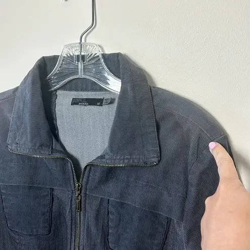 prAna Womens Jacket Medium Zip Utility Corduroy Pocket Trucker Outdoor Gray