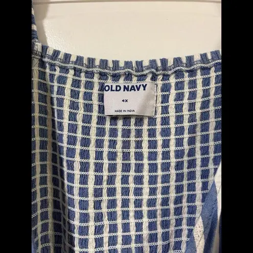 Old Navy Wrap Maxi Dress Womens 4X Blue Striped Puff Sleeve Side Tie Vacation