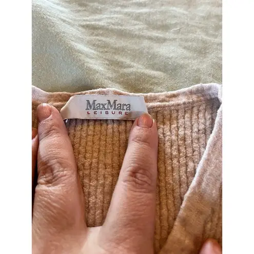 Max Mara Leisure 100% Wool Off White V-Neck Sweater S Small