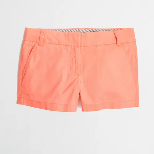 J. Crew Factory Womens Shorts Sz 00 3" Chino Neon Peach NEW Orange