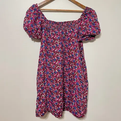 J.Crew  Afternoon Linen Sun Dress in Berry Floral BR439 Women's Size Medium