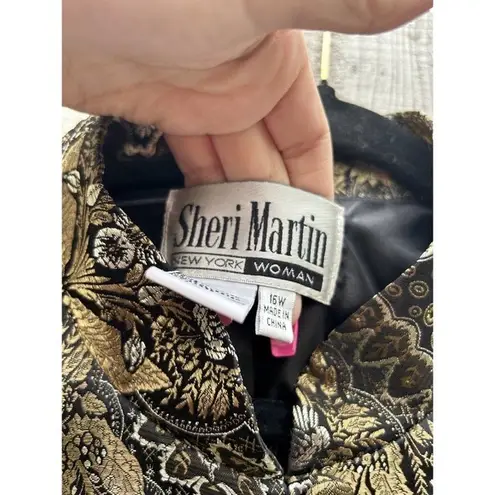 Vintage Sheri Martin Jacket Top Size 16W Black Gold Silver Buttons Whimsygoth