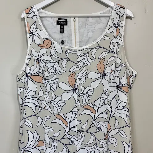 Jones New York Women’s Floral Handkerchief Hem Dress Stone Combo Size 14 NWT