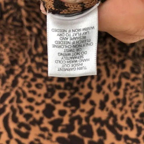 cj banks Women’s Cardigan Sweater Brown Tan Animal Plus Open 0X