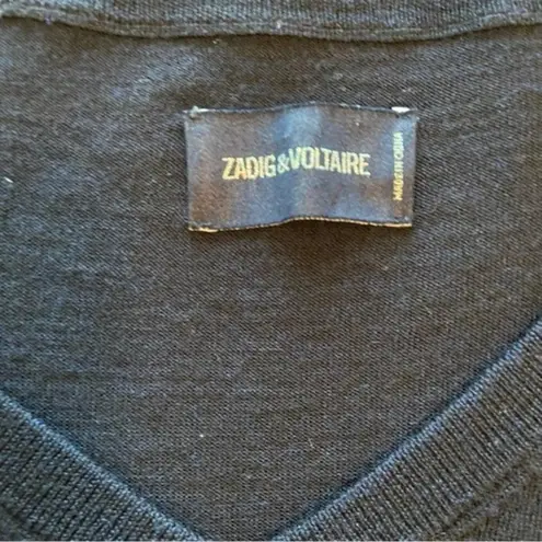 Zadig & Voltaire Wool Blue Rifle Dress Size XS V-Neck Sleeveless Tunic Oversized