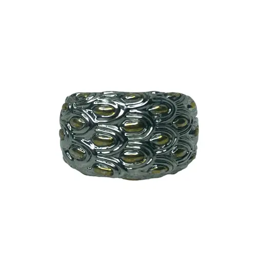 Silver and Gold Feather Ring