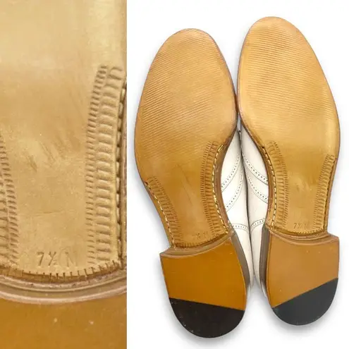 Gravati Garys Ivory White Leather Wingtip Oxford Shoes Size 7.5 Italian Brogues