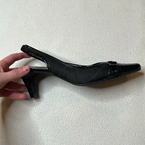 Etienne Aigner Black Kitten Heel Slingback Strap