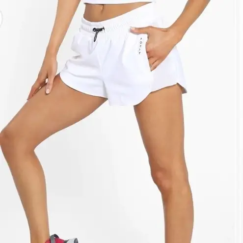 Koral Womens size S White Power Blackout 3” Gym Short Pockets Stretch Athleisure