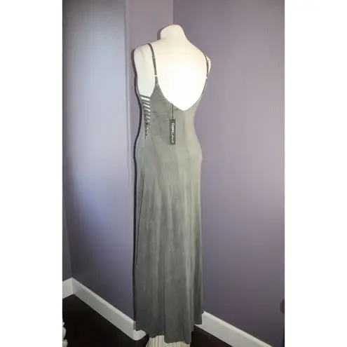 Gypsy 05 NWT Sand Gray Deep V Bamboo Side Strap Detail Maxi Dress S $187