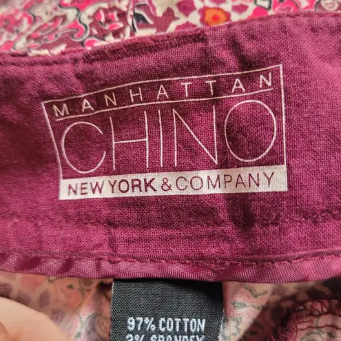 New York & Co. Manhattan Chino Shorts in Pink and Red Print