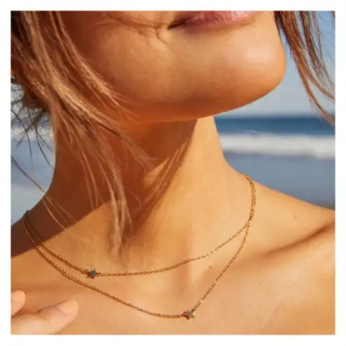 Jennifer Zeuner NEW Double Star Necklace - Gold