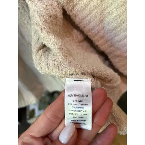 Barefoot Dreams CozyChic Open Front Chenille Shawl Cardi Seashell Womens Size L/