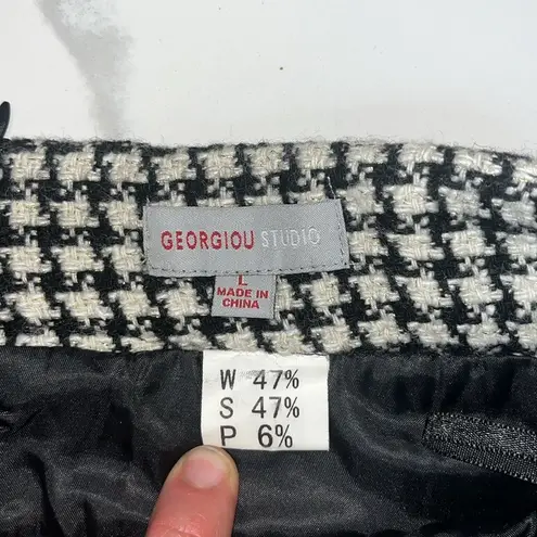 Vintage Houndstooth 100% Collegiate Style Wool Skirt Large Black White