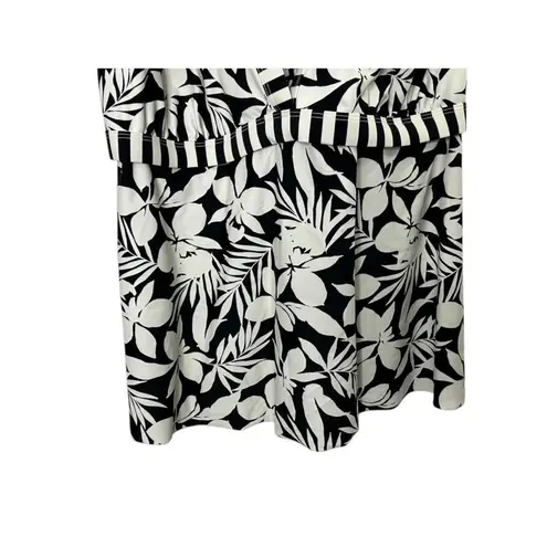 Swimsuits For All Black & White Floral Loop Strap Tankini Top Size 24 New