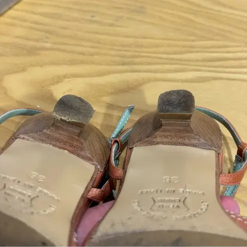 Sacco Comfort Coral Peach Leather Slingback Square Toe Kitten Heel 38 Pink Size 8