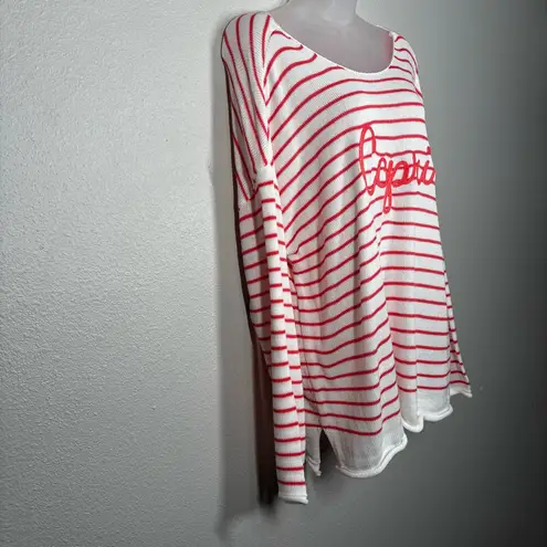 Adrienne Vittadini Capri Striped Knit Sweater Size Large