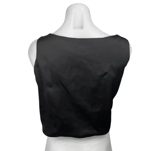 Geraldine Garcia Black Flower Sequin Beaded Embellished Crop Blouse Tank Top M Size M