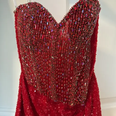 Glamorous Portia and Scarlett Red Sparkly Strapless Dress Size 6