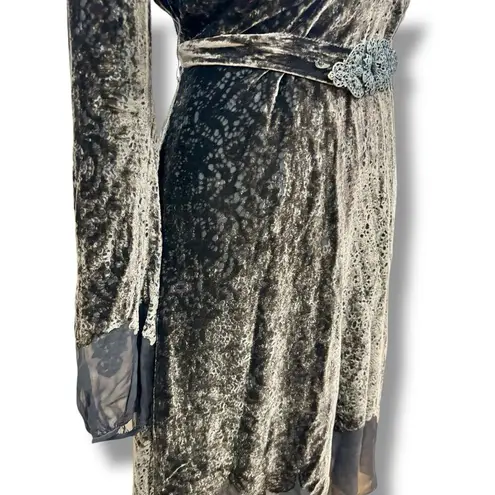 Elie Tahari Eli Tahari Size 4 Brown Laser Cut Silk Blend Velvet Dress Fairy Whimsy Goth