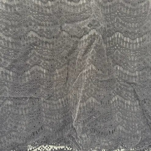 Loft Black Textured Eyelet Velvet Sleeveless Keyhole Back Top Sz S