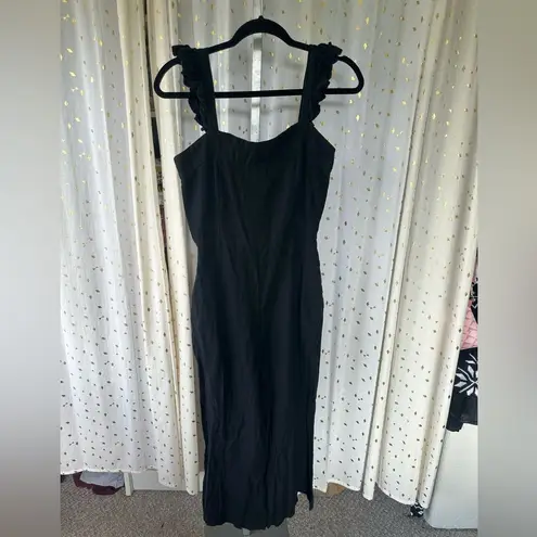 Lea & Viola Saks Off 5th 100% Cotton Solid Ruffle Jumpsuit Side Slip Pockets S