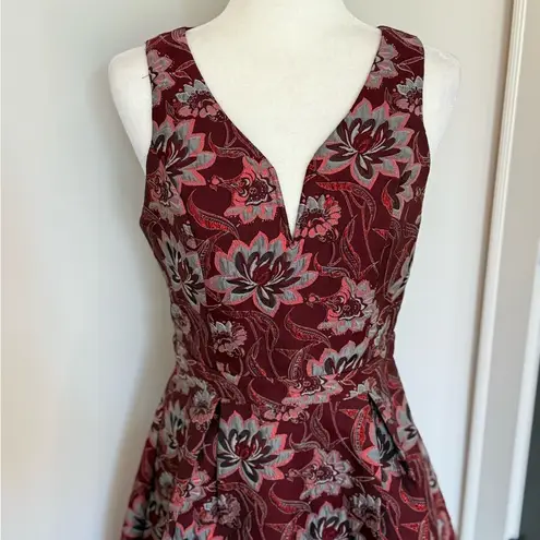 Francesca's Maroon Red Floral Embroidered Sleeveless A