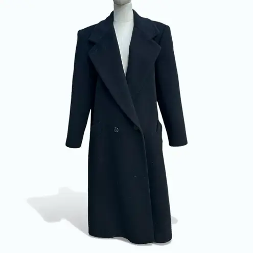 Vintage 70s/80s Karen Wool Cashmere Black Trench Coat ILGWU Union Made USA L Size L