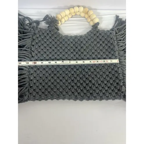 Casual Fringed Straw Woven Women's Crossbody Bohemian Gray