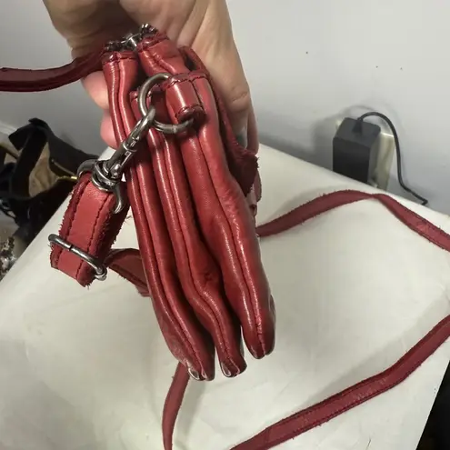 Harbour 2nd Luna Red Leather Triple Pocket Crossbody Belt Bag