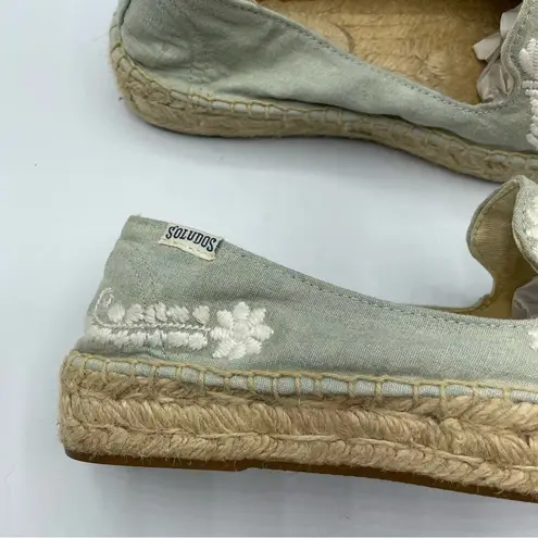 Soludos  Mint Green White Embroidery Slip On Espadrille Flats Womens 6 Boho - Image 2