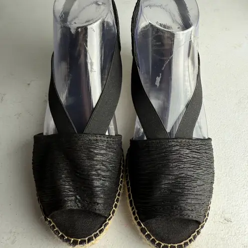 Toni Pons Teide Jute Espadrille Wedge Slingback Sandal Black EU 39 US 8.5