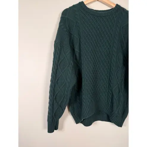 Aritzia Sunday Best Peggy Cable Knit Sweater Dark Green Crew Neck Long Sleeve S