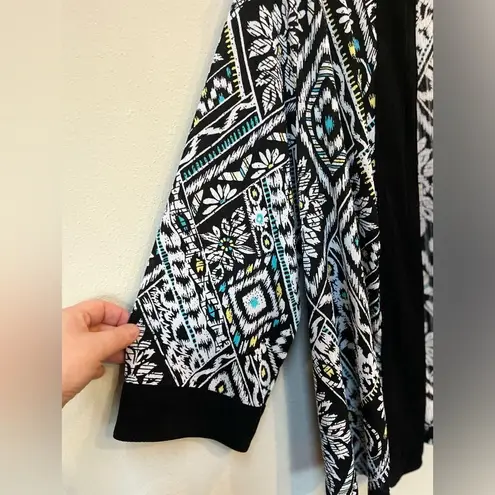 Vintage Aztec Daisy Print Cardigan Medium Black
