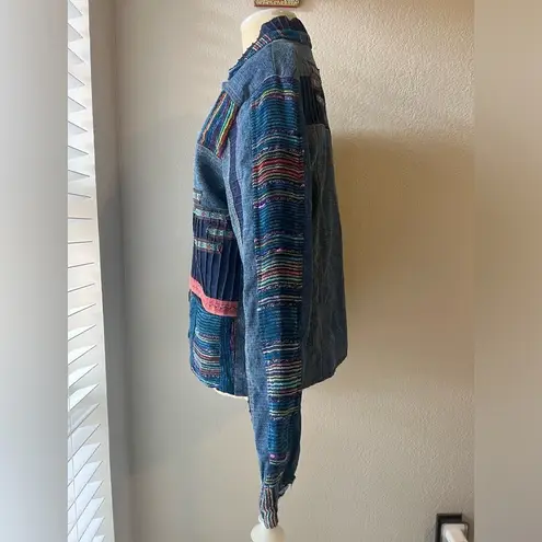 Parsley & Sage Denim Button Up Bead Art Buttons Jacket Size medium Blue thumbnail 5