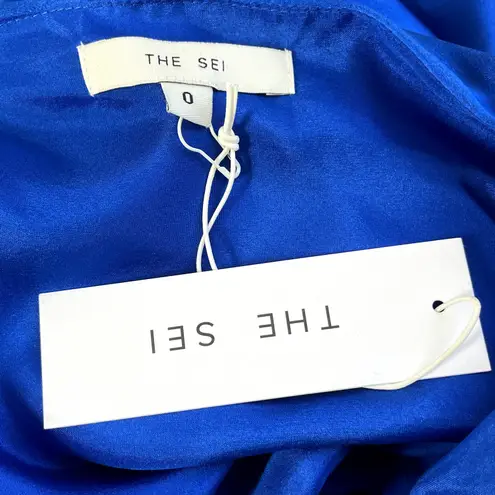 The Sei Strappy Knotted Dress Sapphire Blue Silk One Shoulder Tie Gown Size 0 XS thumbnail 11