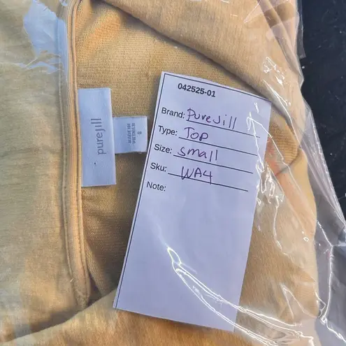 J Jill Shawl Collar Pullover Top Button Up Pima Cotton Blend Yellow S