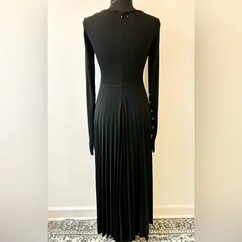 Awake NWT A.W.A.K.E. Scoop-Neck Pleated Long Dress with Gloves Black Size 38