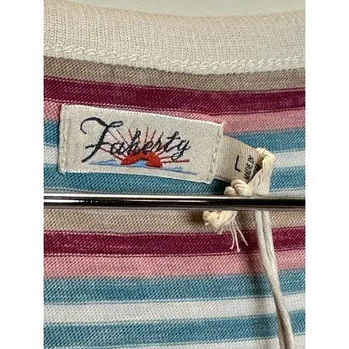 Faherty Women's WKU2208-MHD Size L Sunwashed Morehead Stripe Racer Back Tank NWT