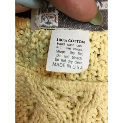 Knit Maven Womens Yellow Short Sleeve Ivory Knit Sweater Top Size M Size M
