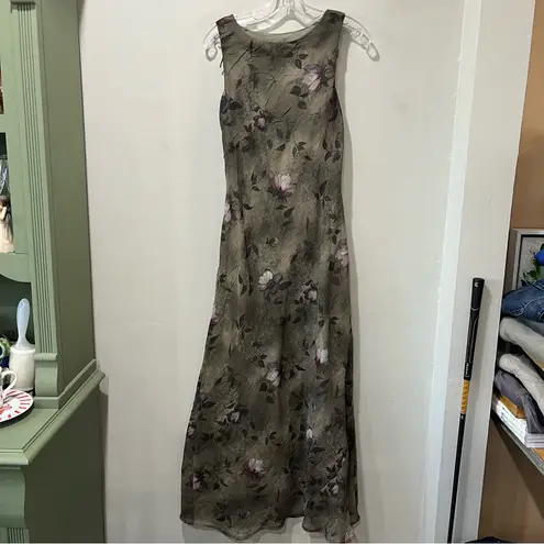 All that jazz Vintage Maxi Dress Green Floral Sleeveless Boho Womens 7/8 Y2K 90s