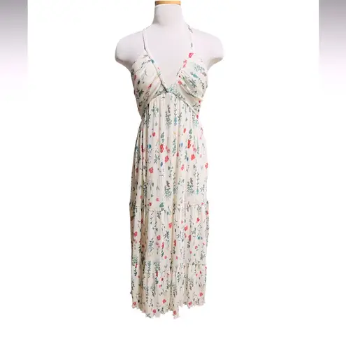 CeCe Womens Pleated Chiffon Maxi Dress Floral Size Large NWT