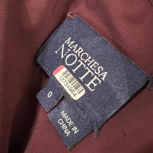 Notte Marchesa Burgundy Floral Printed Cocktail Dress Size 0 US $595